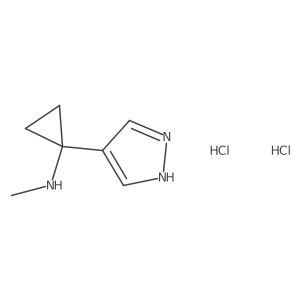 N-methyl-1-(1H-pyrazol-4-yl)cyclopropan-1-amine dihydrochloride结构式