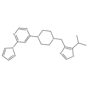 4-(4-{[5-(propan-2-yl)-1,3-oxazol-4-yl]methyl}piperazin-1-yl)-6-(1H-pyrazol-1-yl)pyrimidine结构式