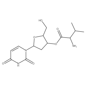 (2S,3R,5S)-5-(2,4-Dioxo-3,4-dihydropyrimidin-1(2H)-yl)-2-(hydroxymethyl)tetrahydrofuran-3-yl L-valinate结构式