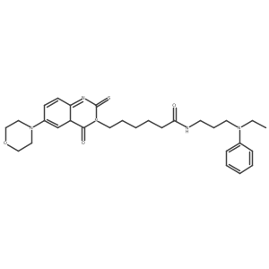 N-{3-[ethyl(phenyl)amino]propyl}-6-[6-(morpholin-4-yl)-4-oxo-2-sulfanylidene-1,2,3,4-tetrahydroquinazolin-3-yl]hexanamide结构式