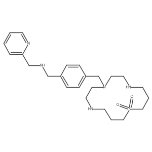 1-[4-[(1,1-dioxo-1$l^{6}-thia-5,8,11-triazacyclotetradec-8-yl)methyl]phenyl]-N-(2-pyridylmethyl)methanamine结构式
