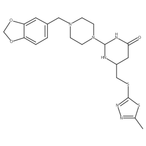 2-[4-(1,3-Benzodioxol-5-ylmethyl)piperazin-1-yl]-6-[(5-methyl-1,3,4-thiadiazol-2-yl)sulfanylmethyl]-1,3-diazinan-4-one结构式