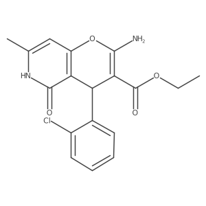 ethyl 2-amino-4-(2-chlorophenyl)-7-methyl-5-oxo-5,6-dihydro-4H-pyrano[3,2-c]pyridine-3-carboxylate Structure