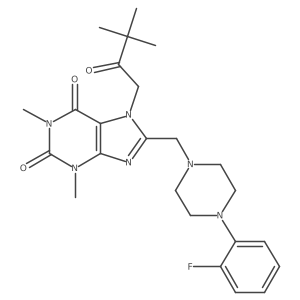 7-(3,3-dimethyl-2-oxobutyl)-8-((4-(2-fluorophenyl)piperazin-1-yl)methyl)-1,3-dimethyl-1H-purine-2,6(3H,7H)-dione Structure