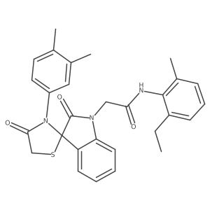 2-(3'-(3,4-dimethylphenyl)-2,4'-dioxospiro[indoline-3,2'-thiazolidin]-1-yl)-N-(2-ethyl-6-methylphenyl)acetamide结构式