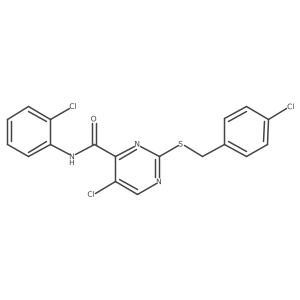 5-chloro-2-[(4-chlorobenzyl)sulfanyl]-N-(2-chlorophenyl)pyrimidine-4-carboxamide结构式
