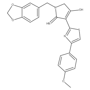 5-amino-1-(1,3-benzodioxol-5-ylmethyl)-4-[4-(4-methoxyphenyl)-1,3-thiazol-2-yl]-1,2-dihydro-3H-pyrrol-3-one结构式