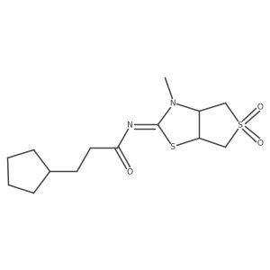 3-cyclopentyl-N-[(2Z)-3-methyl-5,5-dioxidotetrahydrothieno[3,4-d][1,3]thiazol-2(3H)-ylidene]propanamide结构式