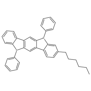 3-Hexyl-5,11-dihydro-5,11-diphenylindolo[3,2-b]carbazole结构式