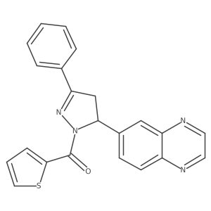 (3-phenyl-5-(quinoxalin-6-yl)-4,5-dihydro-1H-pyrazol-1-yl)(thiophen-2-yl)methanone Structure