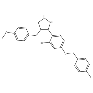 5-[(4-Fluorophenyl)methoxy]-2-[4-(4-methoxyphenoxy)pyrazolidin-3-yl]phenol结构式