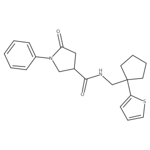 5-oxo-1-phenyl-N-((1-(thiophen-2-yl)cyclopentyl)methyl)pyrrolidine-3-carboxamide Structure