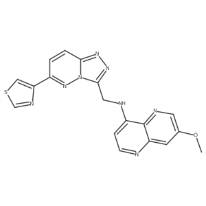7-Methoxy-N-((6-(thiazol-4-yl)-[1,2,4]triazolo[4,3-b]pyridazin-3-yl)methyl)-1,5-naphthyridin-4-amine结构式