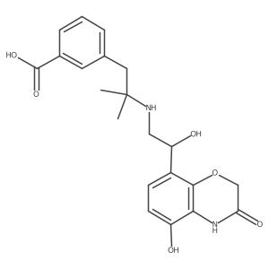 3-(2-(2-hydroxy-2-(5-hydroxy-3-oxo-3,4-dihydro-2H-benzo[b][1,4]oxazin-8-yl)ethylamino)-2-methylpropyl)benzoic acid Structure