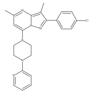 2-(4-Chlorophenyl)-3,5-dimethyl-7-(4-pyridin-2-ylpiperazin-1-yl)pyrazolo[1,5-a]pyrimidine结构式