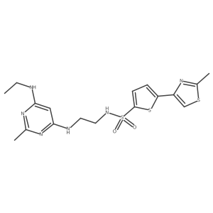 N-(2-((6-(ethylamino)-2-methylpyrimidin-4-yl)amino)ethyl)-5-(2-methylthiazol-4-yl)thiophene-2-sulfonamide结构式