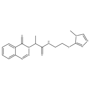 N-(2-((4-methyl-4H-1,2,4-triazol-3-yl)thio)ethyl)-2-(4-oxobenzo[d][1,2,3]triazin-3(4H)-yl)propanamide结构式