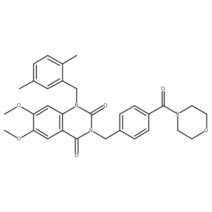 1-(2,5-dimethylbenzyl)-6,7-dimethoxy-3-(4-(morpholine-4-carbonyl)benzyl)quinazoline-2,4(1H,3H)-dione结构式