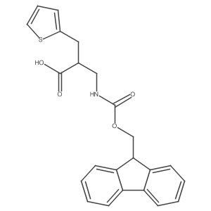 (S)-3-((((9H-Fluoren-9-yl)methoxy)carbonyl)amino)-2-(thiophen-2-ylmethyl)propanoic acid结构式