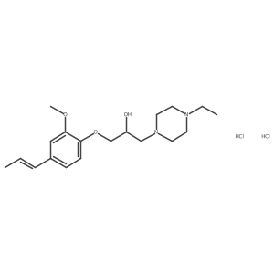(E)-1-(4-ethylpiperazin-1-yl)-3-(2-methoxy-4-(prop-1-en-1-yl)phenoxy)propan-2-ol dihydrochloride结构式
