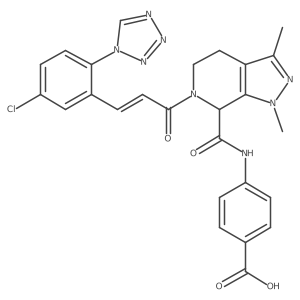 Benzoic acid, 4-[[[6-[(2E)-3-[5-chloro-2-(1H-tetrazol-1-yl)phenyl]-1-oxo-2-propen-1-yl]-4,5,6,7-tetrahydro-1,3-dimethyl-1H-pyrazolo[3,4-c]pyridin-7-yl]carbonyl]amino]- Structure