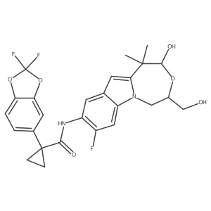 1-(2,2-Difluoro-1,3-benzodioxol-5-yl)-N-(8-fluoro-1,2,4,5-tetrahydro-2-hydroxy-4-(hydroxymethyl)-1,1-dimethyl(1,4)oxazepino(4,5-a)indol-9-yl)cyclopropanecarboxamide Structure