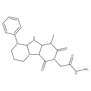 2-(1-methyl-2,4-dioxo-9-phenyl-6,7,8,9a,10,10a-hexahydro-4aH-purino[7,8-a]pyrimidin-3-yl)acetohydrazide结构式