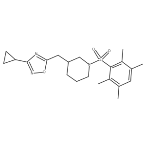 3-Cyclopropyl-5-((1-((2,3,5,6-tetramethylphenyl)sulfonyl)piperidin-3-yl)methyl)-1,2,4-oxadiazole结构式