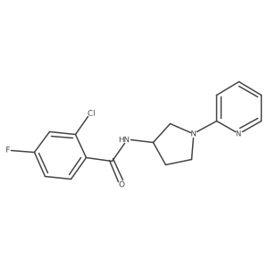 2-chloro-4-fluoro-N-[1-(pyridin-2-yl)pyrrolidin-3-yl]benzamide结构式