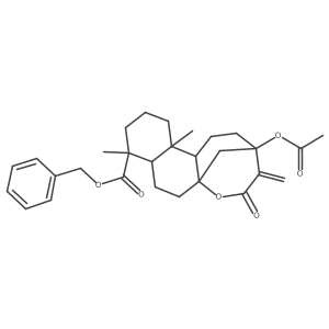 Benzyl 13-acetyloxy-5,9-dimethyl-14-methylidene-15-oxo-16-oxatetracyclo[11.3.1.01,10.04,9]heptadecane-5-carboxylate结构式