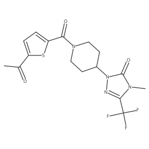 1-(1-(5-acetylthiophene-2-carbonyl)piperidin-4-yl)-4-methyl-3-(trifluoromethyl)-1H-1,2,4-triazol-5(4H)-one Structure