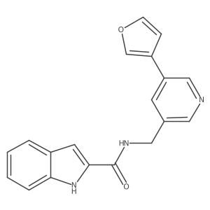 N-((5-(furan-3-yl)pyridin-3-yl)methyl)-1H-indole-2-carboxamide结构式