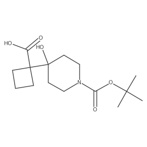 1-(1-(tert-Butoxycarbonyl)-4-hydroxypiperidin-4-yl)cyclobutane-1-carboxylic acid结构式