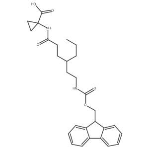 1-{4-[2-({[(9H-fluoren-9-yl)methoxy]carbonyl}amino)ethyl]heptanamido}cyclopropane-1-carboxylic acid Structure
