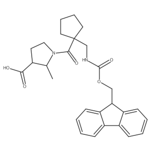 1-{1-[({[(9H-fluoren-9-yl)methoxy]carbonyl}amino)methyl]cyclopentanecarbonyl}-2-methylpyrrolidine-3-carboxylic acid Structure