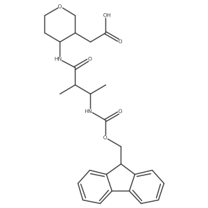 2-{4-[3-({[(9H-fluoren-9-yl)methoxy]carbonyl}amino)-2-methylbutanamido]oxan-3-yl}acetic acid结构式