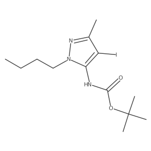 tert-butyl N-(1-butyl-4-iodo-3-methyl-1H-pyrazol-5-yl)carbamate结构式
