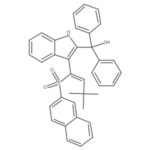 (Z)-(3-(3,3-Dimethyl-1-(naphthalen-2-ylsulfonyl)but-1-en-1-yl)-1H-indol-2-yl)diphenylmethanol结构式