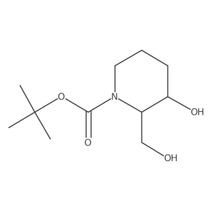 tert-butyl(2S,3R)-3-hydroxy-2-(hydroxymethyl)piperidine-1-carboxylate结构式