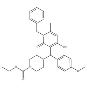 Ethyl 4-((4-hydroxy-6-methyl-2-oxo-1-(pyridin-2-ylmethyl)-1,2-dihydropyridin-3-yl)(4-methoxyphenyl)methyl)piperazine-1-carboxylate Structure