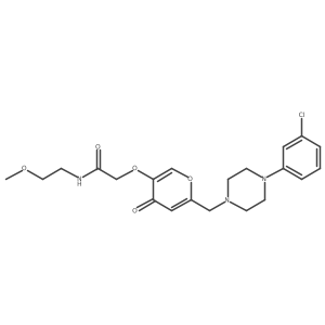 2-((6-((4-(3-chlorophenyl)piperazin-1-yl)methyl)-4-oxo-4H-pyran-3-yl)oxy)-N-(2-methoxyethyl)acetamide结构式