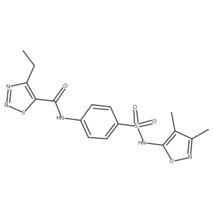 N-(4-(N-(3,4-dimethylisoxazol-5-yl)sulfamoyl)phenyl)-4-ethyl-1,2,3-thiadiazole-5-carboxamide结构式