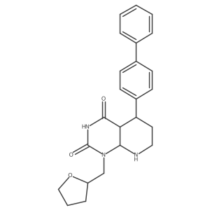 1-(Oxolan-2-ylmethyl)-5-(4-phenylphenyl)-4a,5,6,7,8,8a-hexahydropyrido[2,3-d]pyrimidine-2,4-dione Structure