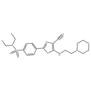 4-(4-cyano-5-{[2-(morpholin-4-yl)ethyl]amino}-1,3-oxazol-2-yl)-N,N-diethylbenzene-1-sulfonamide结构式