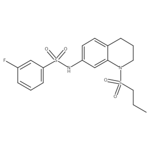 3-fluoro-N-(1-(propylsulfonyl)-1,2,3,4-tetrahydroquinolin-7-yl)benzenesulfonamide结构式