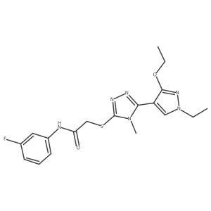 2-((5-(3-ethoxy-1-ethyl-1H-pyrazol-4-yl)-4-methyl-4H-1,2,4-triazol-3-yl)thio)-N-(3-fluorophenyl)acetamide结构式
