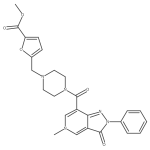 methyl 5-((4-(5-methyl-3-oxo-2-phenyl-3,5-dihydro-2H-pyrazolo[4,3-c]pyridine-7-carbonyl)piperazin-1-yl)methyl)furan-2-carboxylate结构式
