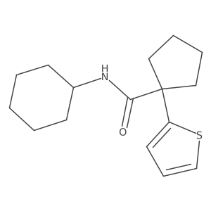 N-cyclohexyl-1-(thiophen-2-yl)cyclopentanecarboxamide结构式