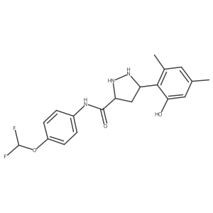 N-[4-(difluoromethoxy)phenyl]-5-(2-hydroxy-4,6-dimethylphenyl)pyrazolidine-3-carboxamide结构式
