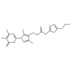 3-(1-(4,5-dimethyl-6-oxo-1,6-dihydropyrimidin-2-yl)-3,5-dimethyl-1H-pyrazol-4-yl)-N-(5-(ethylthio)-1,3,4-thiadiazol-2-yl)propanamide结构式